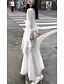 cheap Party Dresses-A-Line Empire Sexy Wedding Guest Formal Evening Dress V Neck Long Sleeve Ankle Length Tulle with Bow(s) Lace Insert 2022