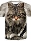 cheap Men&#039;s 3D Tee-Men&#039;s T shirt Tee Shirt Tee Graphic Animal Cat 3D Round Neck Blue Khaki Gray 3D Print Event / Party Indoor Short Sleeve Print Clothing Apparel Chic &amp; Modern