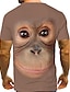 billige T-skjorter med dyreprint-Herre Grafisk Dyr Orangutang Skjorte T skjorte T-skjorter Kortermet T skjorte 3D-utskrift Rund hals Skjorte Elegant og moderne Morsom Bekvem Fest Gate Daglig Svart Rosa Brun Sommer Klær S M L XL XXL