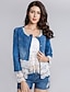 cheap Women&#039;s Jackets-Women&#039;s Denim Jacket Solid Colored Patchwork Casual Long Sleeve Coat Fall Spring Daily Single Breasted Regular Jacket Blue / Cotton
