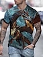 cheap Men&#039;s Tees &amp; Tank Tops-Men&#039;s Tee T shirt Shirt Dragon Graphic Anime 3D Print Crew Neck Plus Size Daily Holiday Short Sleeve Print Tops Streetwear Exaggerated Golden Blue Rainbow
