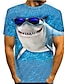 levne zvíře a mupeti-Pánské Košile Tričko Trička Zvíře Žralok Grafické tisky Kulatý Vodní modrá 3D tisk Denní Dovolená Krátký rukáv Tisk Oblečení Designové Na běžné nošení Velký a vysoký