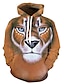cheap Men&#039;s Pullover Hoodies-Men&#039;s Hoodie Hoodie Sweatshirt Golf Pullover Sweatshirt Black Yellow Camel Orange Hooded Optical Illusion Lion Modern Style Party Daily Holiday 3D Print Active Classic &amp; Timeless Fall Winter Clothing
