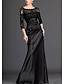 cheap Mother of the Bride Dresses-Mermaid / Trumpet Mother of the Bride Dress Elegant Off Shoulder Floor Length Lace Stretch Satin 3/4 Length Sleeve with Pleats Draping 2022
