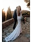 cheap Wedding Dresses-Beach Open Back Boho Wedding Dresses Mermaid / Trumpet V Neck Long Sleeve Court Train Lace Bridal Gowns With Appliques 2024