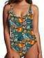 cheap One-piece swimsuits-Women&#039;s Swimwear One Piece Monokini Swimsuit Tummy Control Print Tropical Leaf Blue Swimwear Bodysuit Strap Bathing Suits New Fashion Sexy / Animal / Padless