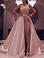 Χαμηλού Κόστους Φορέματα Χορού Αποφοίτησης-Βραδινή τουαλέτα Φορέματα χορού Φανταχτερό Φόρεμα Επισκέπτης γάμου Βραδινό Πάρτυ Μακρύ Αμάνικο Ένας Ώμος Αποσπώμενο Σατέν με Φιόγκος(οι) Πούλιες Φόρεμα 2024