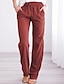 Χαμηλού Κόστους γυναικείο βαμβακερό λινό παντελόνι-γυναικείο παντελόνι chinos παντελόνι φαρδύ ολόσωμο τσέπη βαμβακερό λινό στη μέση κλασική casual δουλειά γραφείου μαύρο κόκκινο s m καλοκαιρινή άνοιξη&amp;amp;  πτώση
