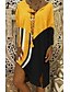 cheap Knee Length Dresses-Women&#039;s Shift Dress Maxi long Dress Blue Yellow Gray Orange White Red Long Sleeve Color Block Patchwork Summer V Neck Casual 2021 S M L XL XXL 3XL