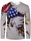 お買い得  男性の 3d t シャツ-男性用 Tシャツ グラフィック 動物 ラウンドネック ブルー ルビーレッド ホワイト 3Dプリント 日常 祝日 長袖 プリント 衣類 ベーシック カジュアル