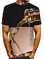 baratos camiseta 3d masculina-Homens Camisa Social Camiseta Gráfico 3D Cerveja Decote Redondo Cinzento Escuro A B C D Tamanho Grande Para Noite Final de semana Manga Curta Roupa Básico