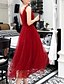 cheap Prom Dresses-A-Line Elegant Sexy Wedding Guest Prom Dress Spaghetti Strap Sleeveless Tea Length Tulle with Pleats 2021