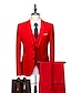 Χαμηλού Κόστους Κοστούμια-μπορντό/μαύρο/κόκκινο ανδρικό κοστούμι για την ημέρα του Αγίου Βαλεντίνου μονόχρωμο μονόχρωμο 3 τεμάχια με δύο κουμπιά μονόστομο 2024