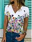 cheap Women&#039;s T-shirts-Women&#039;s T shirt Tee Floral Graphic Patterned Flower Casual Daily Floral T shirt Tee Short Sleeve Print V Neck Basic Essential White Black Blue S / 3D Print