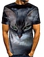 tanie męska koszulka 3d-Męskie Podkoszulek Koszula Koszulki Graficzny Zwierzę Kot 3D Okrągły dekolt Niebieski Khaki Szary Druk 3D Wydarzenie / impreza w pomieszczeniach Krótki rękaw Nadruk Odzież Szykowne i nowoczesne