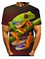 baratos camiseta 3d masculina-Homens Camiseta Gráfico Animal Decote Redondo Verde Vermelho Preto Diário Feriado Manga Curta Imprimir Roupa Roupa de rua Exagerado