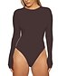 cheap Bodysuit-Women&#039;s Bodysuit Zentai Jumpsuit Blue Camel Khaki Plain Long Sleeve Beach Weekend Basic Sexy Round Neck Slim S