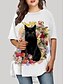 cheap Print Dresses-Women‘s Plus Size Curve Casual Dress Cat Crew Neck Print Half Sleeve Fall Spring Basic Casual Mini Dress Daily Sports Dress