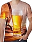 voordelige 3D-T-shirts voor heren-Voor heren Overhemd T-shirt Kleurenblok 3D Bier Ronde hals Geel Donkergroen Groen Regenboog Grote maten Uitgaan Weekend Korte mouw Kleding Basic