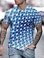 cheap Geometrical-Men&#039;s Shirt T shirt Tee Tee Graphic Plaid Checkered 3D Round Neck Lake blue Cobalt Blue Blue Purple Gray 3D Print Party Daily Short Sleeve Clothing Apparel Basic Comfortable Big and Tall