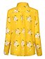 baratos Blusas e Camisas de mulher-Mulheres Camisa Social Blusa Leopardo Branco Amarelo Leopardo Floral Imprimir Manga Longa Trabalho Básico Casual Colarinho de Camisa Padrão S