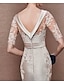 זול שמלות לאם הכלה-מעטפת \ עמוד שמלה לאם הכלה  אורחת חתונה וינטאג&#039; אלגנטית עם תכשיטים באורך  הברך סאטן תחרה שרוולים קצרים עם אפליקציות 2023