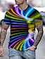 cheap Geometrical-Men&#039;s T shirt Tee Tee Graphic Optical Illusion Round Neck Green / Black Light Green Pink Red Purple 3D Print Daily Short Sleeve Print Clothing Apparel Exaggerated Basic