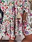 cheap Boho Dresses-Women&#039;s Shift Dress Knee Length Dress Green White Blue 3/4 Length Sleeve Floral Print Fall Winter V Neck Vacation Boho Flare Cuff Sleeve 2022 S M L XL XXL 3XL