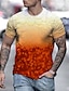 abordables camiseta 3d para hombre-Hombre Camisa Camiseta Graphic 3D Cerveza Escote Redondo Gris oscuro A B C D Talla Grande Noche Fin de semana Manga Corta Ropa Básico