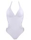 cheap One-Pieces-Women&#039;s Swimwear One Piece Monokini Bathing Suits Normal Swimsuit Solid Color Backless White Black Halter Bathing Suits Party Active Sexy / Sports / New / Padded Bras
