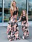 cheap Family Matching Outfits-Mommy and Me Dresses Floral Print Black Maxi Sleeveless Daily Matching Outfits / Summer