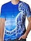 זול חיה וחבובות-חולצת טריקו לגברים בדוגמת נמר בעל חיים צווארון קצר שרוולים קצרים ירוק לבן כחול חולצות יומיות גרפיות בסיסיות