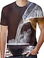 Недорогие мужская 3d футболка-Муж. Рубашка Футболка Графика 3D Пиво Круглый вырез Темно-серый A B C D Большие размеры На выход выходные С короткими рукавами Одежда Классический