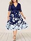 cheap Plus Size Work Dresses-Women&#039;s Plus Size Curve Party Dress Lace Dress Floral V Neck Lace Half Sleeve Fall Spring Work Vintage Midi Dress Daily Dress Homecoming Dress Print