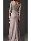 cheap Mother of the Bride Dresses-Sheath / Column Mother of the Bride Dress Elegant Bateau Neck Floor Length Chiffon Lace 3/4 Length Sleeve with Lace 2022