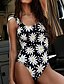 cheap One-piece swimsuits-Women&#039;s Swimwear One Piece Normal Swimsuit Tummy Control Print Floral Black Bathing Suits Sexy