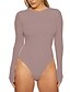 cheap Bodysuit-Women&#039;s Bodysuit Zentai Jumpsuit Blue Camel Khaki Plain Long Sleeve Beach Weekend Basic Sexy Round Neck Slim S