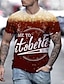 cheap Men&#039;s Tees &amp; Tank Tops-Men&#039;s Tee T shirt Tee Shirt Graphic Beer 3D Print Round Neck Plus Size Daily Going out Short Sleeve Pleated Print Tops Streetwear Exaggerated Comfortable Big and Tall Yellow Gold Red / Summer