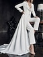 cheap Wedding Dresses-Hall Casual Wedding Dresses Sweep / Brush Train Two Piece Long Sleeve Sweetheart Satin Bridal Suits With Lace Appliques 2023 Bridal Gowns