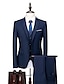 cheap Suits-White Black Blue Men&#039;s Valentine&#039;s Day Suits 3 Piece Solid Colored Standard Fit Single Breasted Two-buttons 2022 / Spring, Fall, Winter, Summer / Polyester / Vest / Pants / Jacket