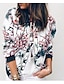 hesapli Kadın Ceketler-Kadın&#039;s Gündelik ceket Çiçekler Sokak Şıklığı Bahar Ceket Normal Günlük / Sade Uzun Kollu Kaban Açık Pembe