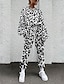 levne Sady dámských dvoudílných oděvů-Dámské Tričko Tepláková souprava Sady kalhot Leopard Dovolená Běžné / Denní Šňůrky Tisk Bílá Dlouhý rukáv Šik ven Základní Tričkový Podzim zima