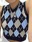 cheap Sweater Vest-sweater vest for women argyle plaid crop sweaters sleeveless preppy style knitted tank tops blue small