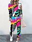 cheap Two Piece Set-Women&#039;s Streetwear Cinched Graphic Patterned Abstract Going out Casual Daily Two Piece Set Crew Neck Pant Loungewear Jogger Pants Sweatshirt Tracksuit Pants Sets Drawstring Print Tops