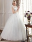 cheap Wedding Dresses-Engagement Formal Wedding Dresses Floor Length Ball Gown Cap Sleeve Jewel Neck Lace Over Tulle With Beading Appliques 2023 Summer Bridal Gowns