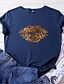 cheap Women&#039;s T-shirts-Women&#039;s T shirt Tee Green Yellow Wine Leopard Print Short Sleeve Daily Weekend Basic Round Neck Regular 100% Cotton S / Summer