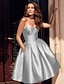 cheap Cocktail Dresses-A-Line Cocktail Dresses Elegant Dress Wedding Guest Homecoming Knee Length Sleeveless Strapless Stretch Fabric with Sleek 2024