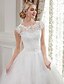 cheap Wedding Dresses-Engagement Formal Wedding Dresses Floor Length Ball Gown Cap Sleeve Jewel Neck Lace Over Tulle With Beading Appliques 2023 Summer Bridal Gowns