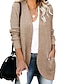 cheap Cardigans-Women&#039;s Cardigan Pocket Knitted Solid Color Basic Casual Chunky Long Sleeve Loose Sweater Cardigans Open Front Fall Winter Beige