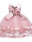 abordables Robes-enfants filles robe géométrique flocon de neige fleur tulle robe halloween paillettes brodé à lacets vert rose jaune midi sans manches princesse mignon robes automne hiver mince 3-10